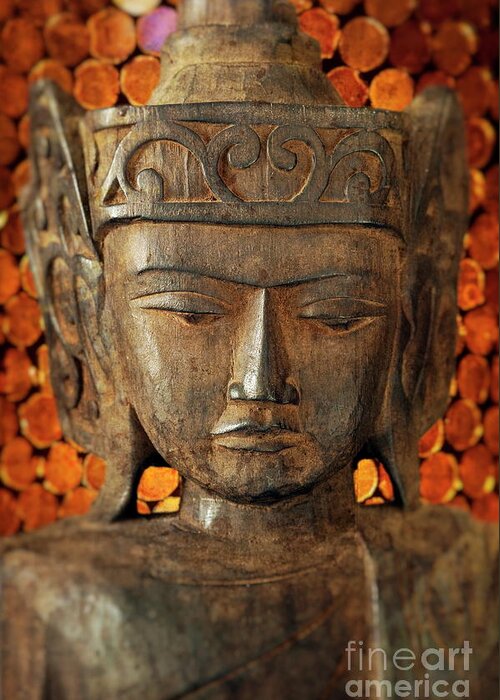 Asian Greeting Card featuring the photograph Wooden Buddha by John Greim