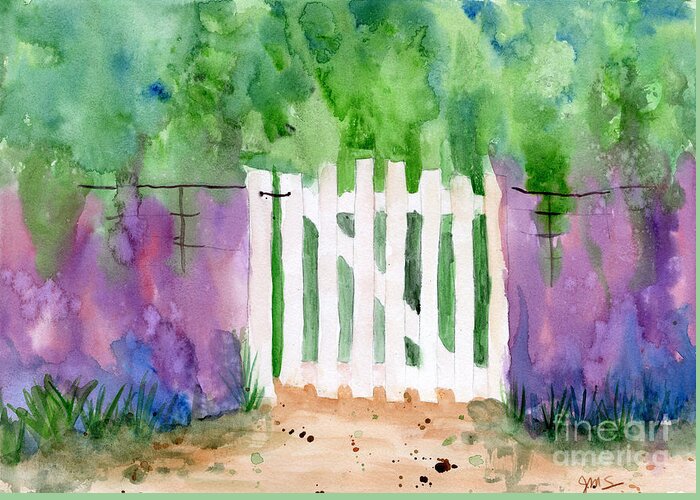 Gate Greeting Card featuring the painting Wooden Gate by Julia Stubbe