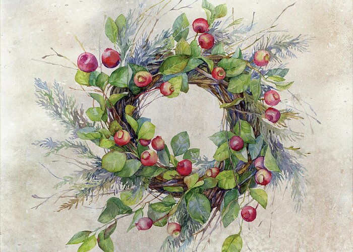 Berries Greeting Card featuring the digital art Woodland Berry Wreath by Colleen Taylor