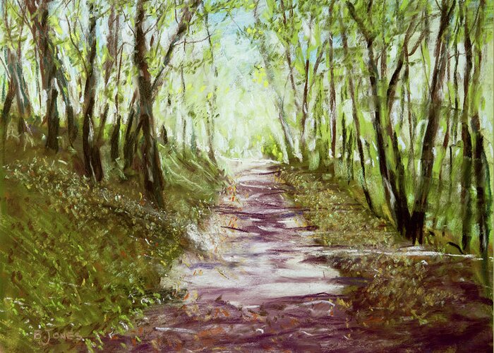 Woodland Path Greeting Card featuring the painting Woodland Path - Impressionism Landscape by Barry Jones