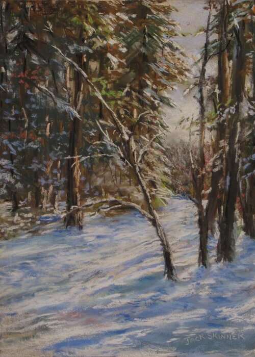 Snow Greeting Card featuring the pastel Woods and Snow at Two Below by Jack Skinner