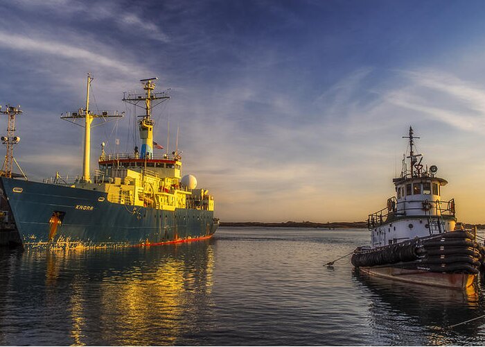 Landscape Greeting Card featuring the photograph Woods Hole ship yard by Mark Papke