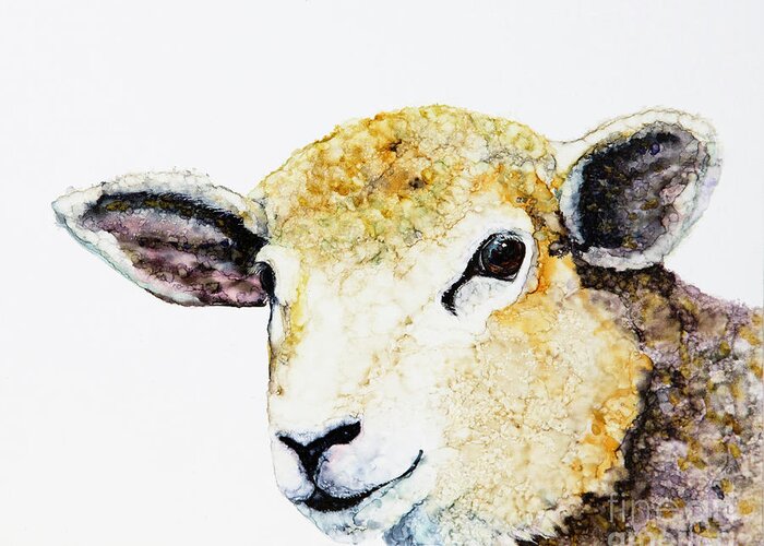 Woolyfrog Greeting Card featuring the painting My Wool by Jan Killian