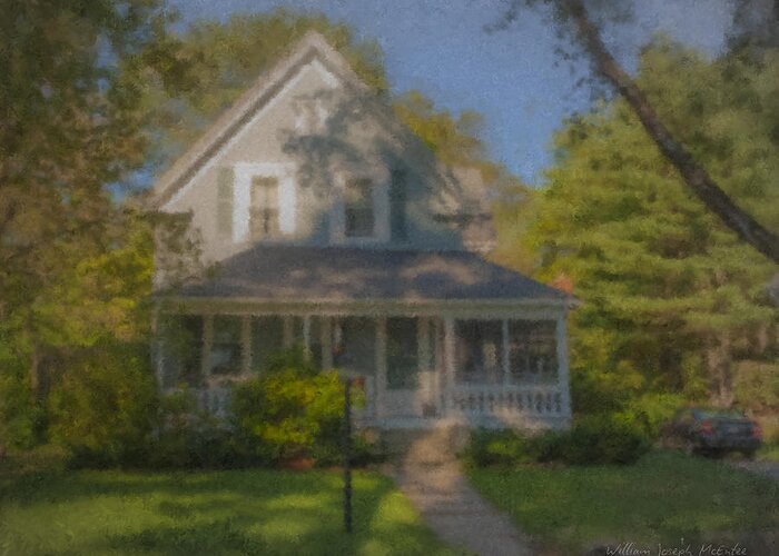 House Greeting Card featuring the painting Wooster Family Home by Bill McEntee