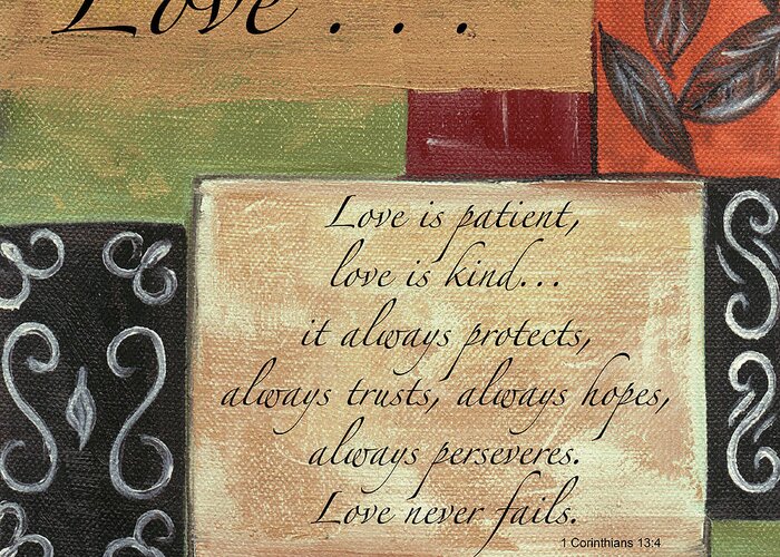 Love Greeting Card featuring the painting Words To Live By Love by Debbie DeWitt