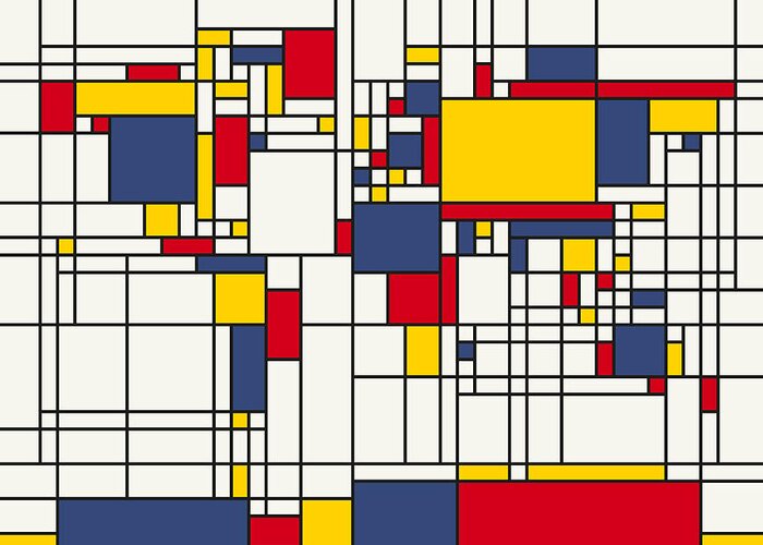 Cartography Greeting Card featuring the digital art World Map Abstract Mondrian Style by Michael Tompsett