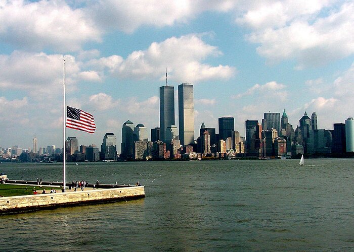 World Trade Center Greeting Card featuring the photograph World Trade Center Remembered by Tim Mattox
