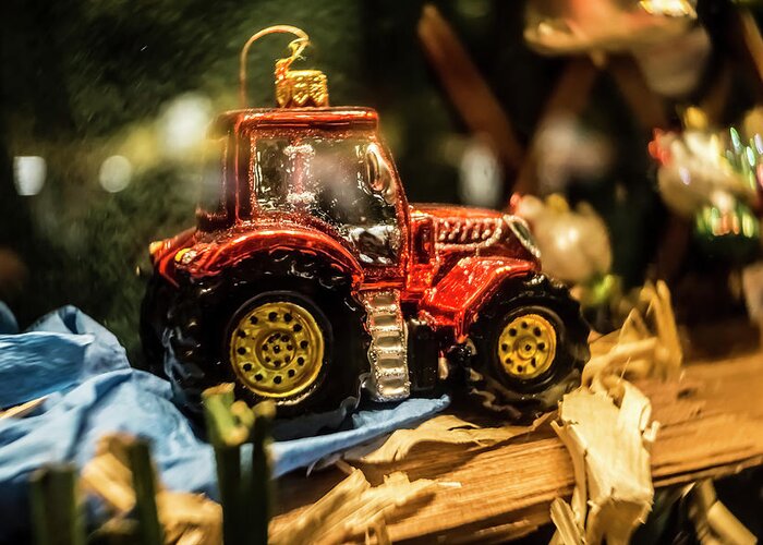 Xmas Tractor Ornament Greeting Card featuring the photograph Xmas Tractor Ornament by Sven Brogren