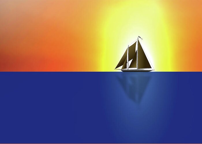 Digital Art Greeting Card featuring the digital art Yacht in sunlight by Michael Goyberg