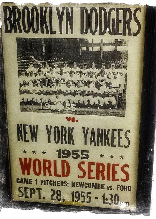 Antique Greeting Card featuring the photograph Yankees and Dodgers World Series 1955 by Image Takers Photography LLC - Laura Morgan