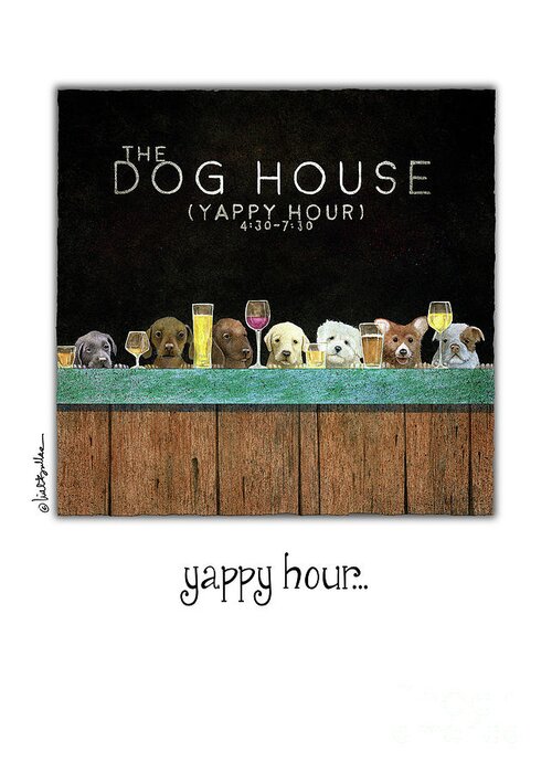 Will Bullas Greeting Card featuring the painting Yappy Hour... by Will Bullas