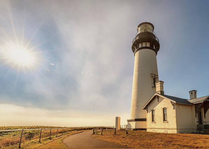 Oregon Greeting Card featuring the photograph Yaquina Head Light by Sylvia J Zarco