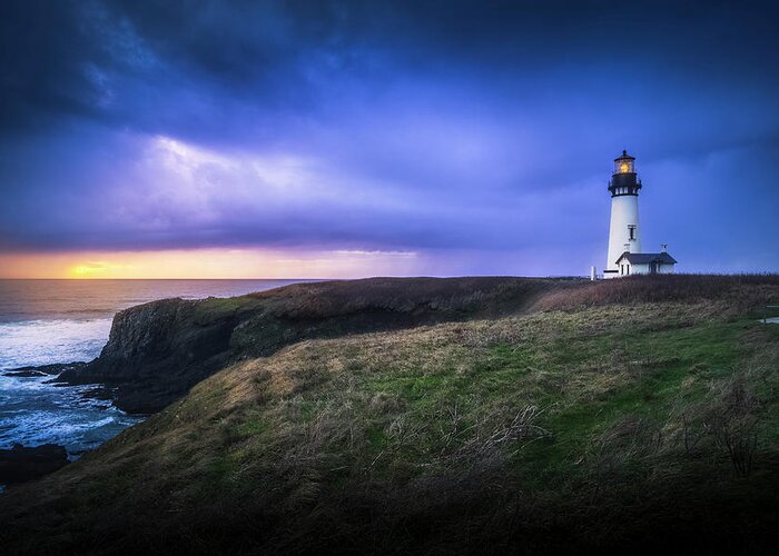 #faatoppicks Greeting Card featuring the photograph Yaquina Head Lighthouse by BJ Stockton