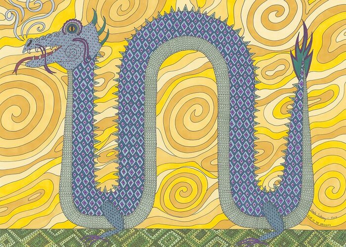 Dragon Greeting Card featuring the drawing Year of the Dragon by Pamela Schiermeyer