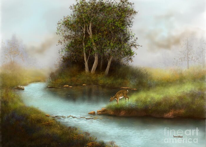 Landscape Paintings Greeting Card featuring the painting Yearling by Sena Wilson