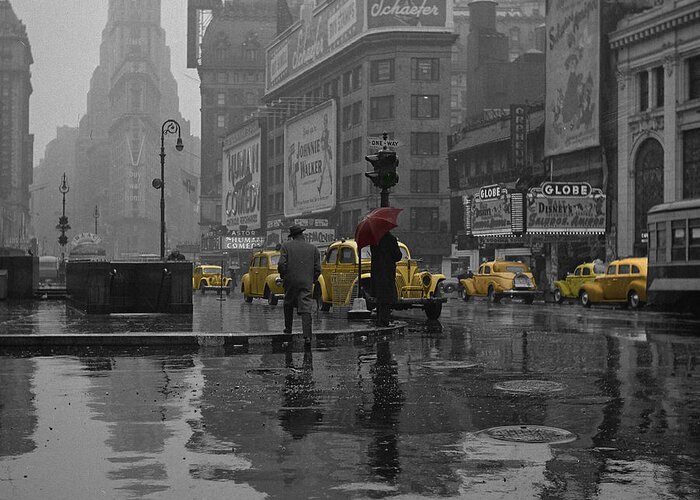 Times Square Greeting Card featuring the photograph Yellow Cabs New York by Andrew Fare