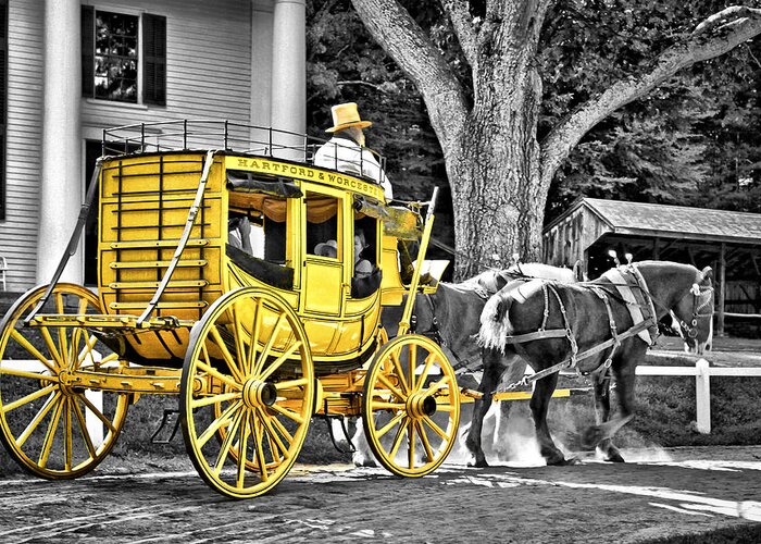 Old Greeting Card featuring the photograph Yellow Carriage by Evelina Kremsdorf