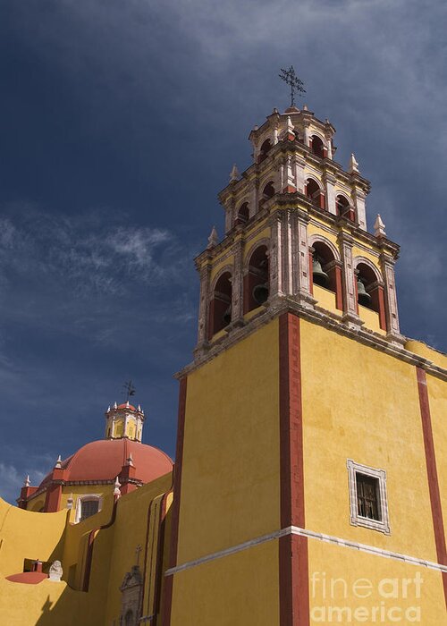 Architecture Greeting Card featuring the photograph Yellow Church at Guanajuato by Gloria & Richard Maschmeyer - Printscapes