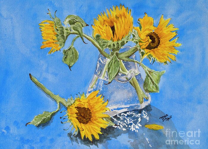 Watercolor Greeting Card featuring the painting Sunflowers by Jackie MacNair