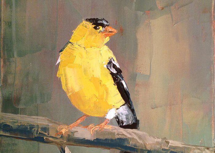 Bird Greeting Card featuring the painting Yellow Finch by Nathan Rhoads