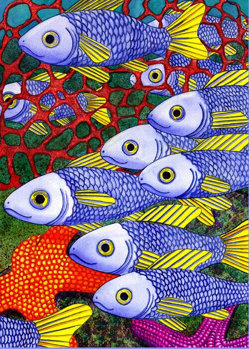 Fish Greeting Card featuring the painting Yellow Fins by Catherine G McElroy