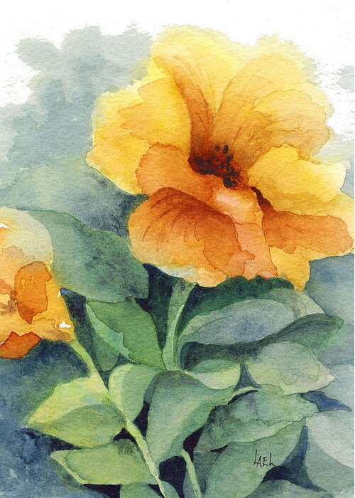Flower Greeting Card featuring the painting Yellow Flower by Lael Rutherford