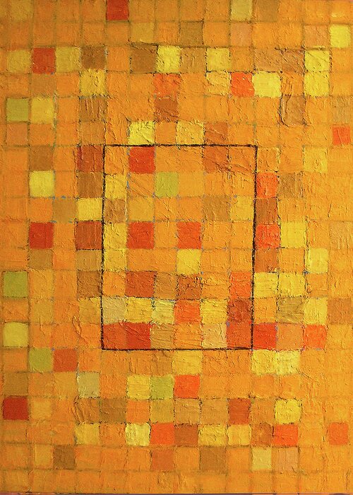 Abstract Greeting Card featuring the painting Yellow Grid by Stan Chraminski