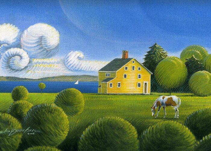 Deecken Greeting Card featuring the painting Yellow House by John Deecken
