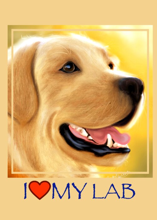 Dog Greeting Card featuring the painting Yellow Lab Portrait by Becky Herrera