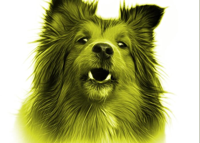 Sheltie Greeting Card featuring the painting Yellow Sheltie Dog Art 0207 - WB by James Ahn