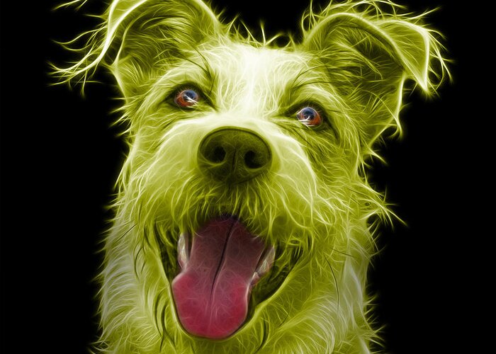 Terrier Greeting Card featuring the painting Yellow Terrier Mix 2989 - BB by James Ahn