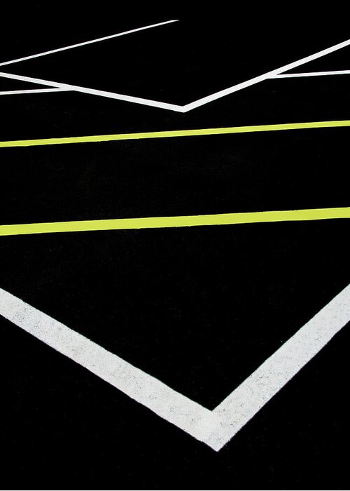 Lines Greeting Card featuring the photograph Yellow Traffic Lines In The Middle by Gary Slawsky