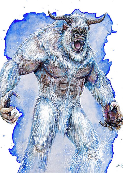 Yeti Greeting Card featuring the drawing Yeti by Aaron Spong