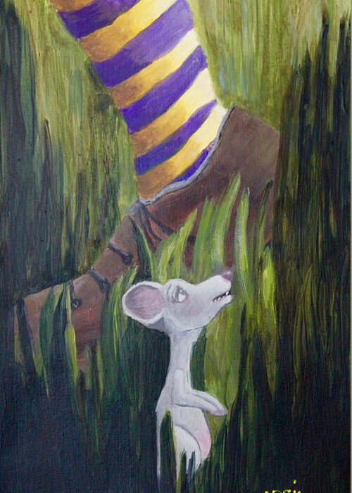 Mouse Greeting Card featuring the painting Yikes Mouse by April Burton