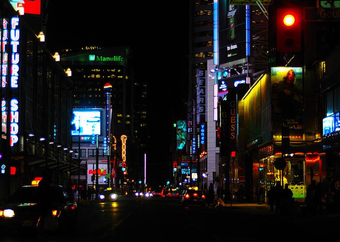City Greeting Card featuring the photograph Yonge St at night by Andriy Zolotoiy