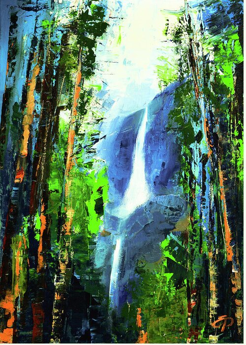 Bridal Veil Falls Greeting Card featuring the painting Yosemite Falls by Elise Palmigiani