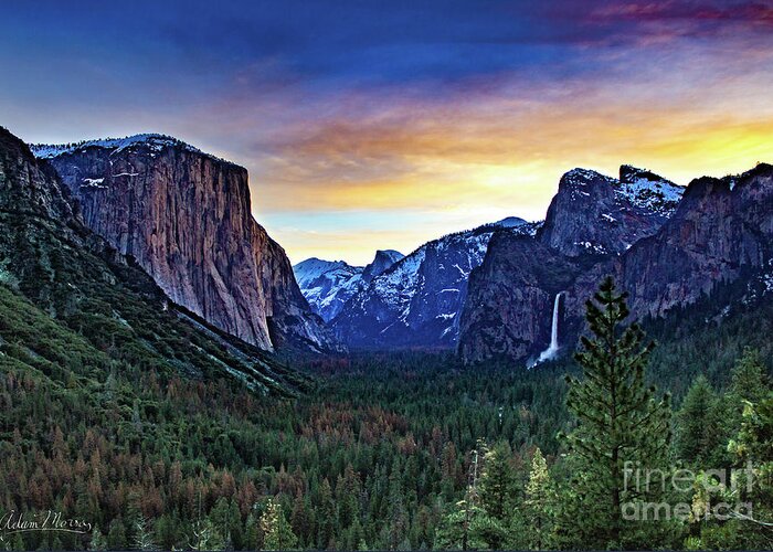 Landscape Greeting Card featuring the photograph Yosemite Sunrise by Adam Morsa