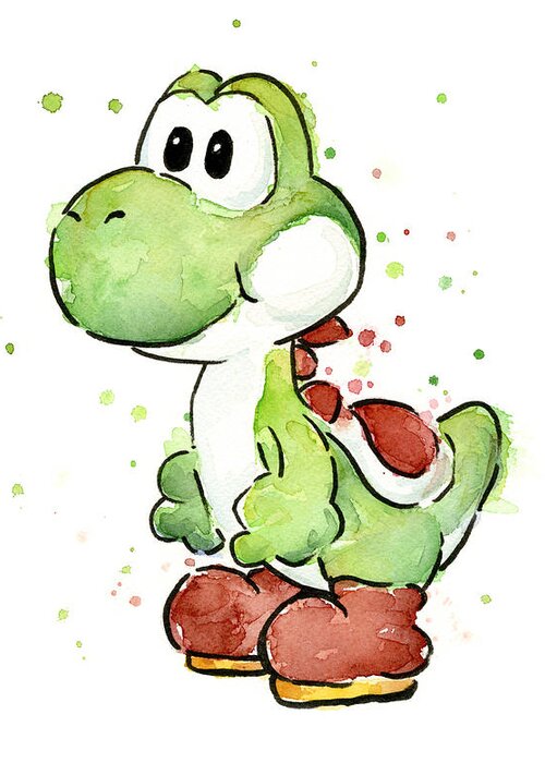 Watercolor Greeting Card featuring the painting Yoshi Watercolor by Olga Shvartsur