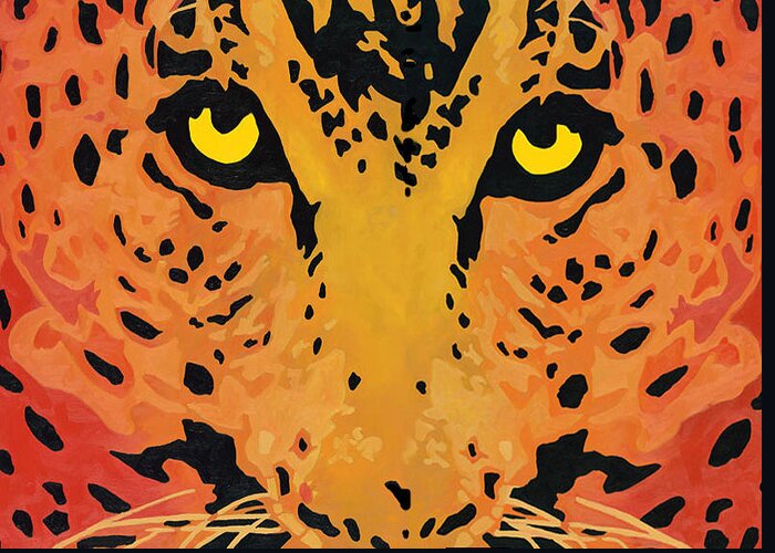 Leopard Greeting Card featuring the painting You Are Being Watched by Cheryl Bowman