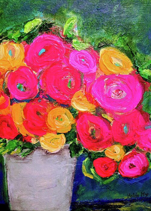 Halehfloral Greeting Card featuring the painting You Make Me Smile Every Time by Haleh Mahbod