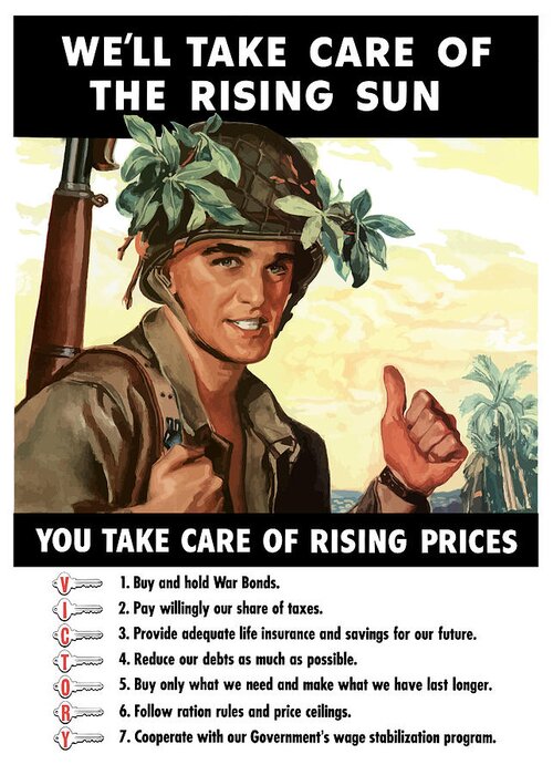 Soldier Greeting Card featuring the painting You Take Care Of Rising Prices by War Is Hell Store