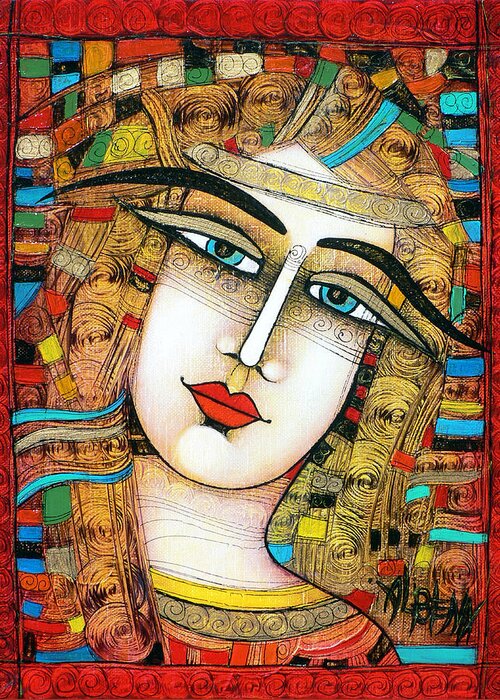 Girl Greeting Card featuring the painting Young Girl by Albena Vatcheva