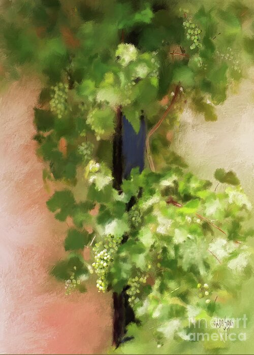 Grapes Greeting Card featuring the digital art Young Greek Wine by Lois Bryan