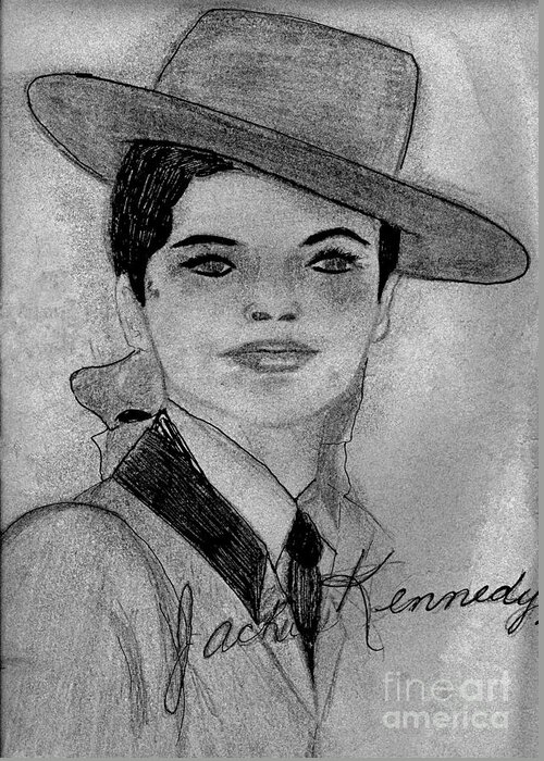 Jackie Kennedy Greeting Card featuring the drawing Young Jackie Kennedy by Sonya Chalmers