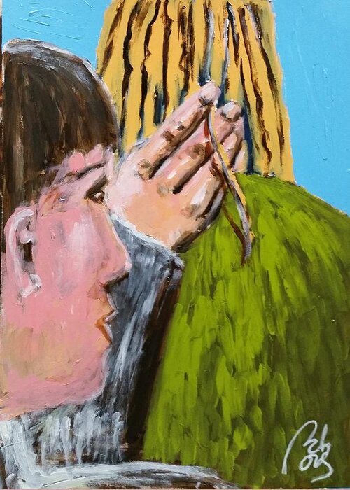 Relationship Greeting Card featuring the painting Your hair beetween my fingers II by Bachmors Artist