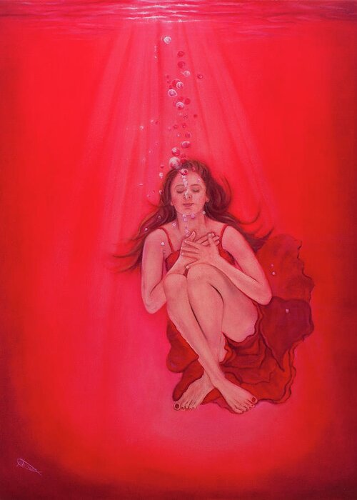 Red Greeting Card featuring the painting Your Love So Deep by Jeanette Sthamann