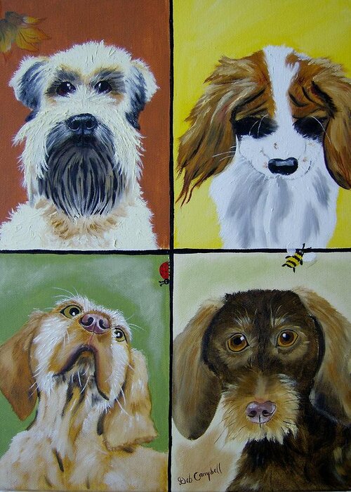 Dogs Greeting Card featuring the painting You're Bugging Me by Debra Campbell
