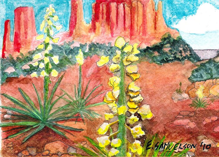 Yucca Greeting Card featuring the painting Yucca in Monument Valley by Eric Samuelson