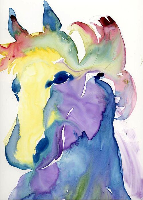 Horse Greeting Card featuring the painting Yupo horse by Janet Doggett