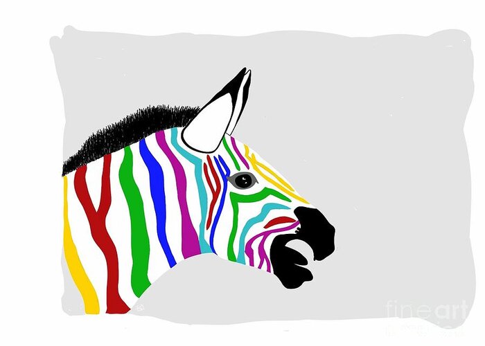 Multicolored Greeting Card featuring the digital art Zebra by Stephen West